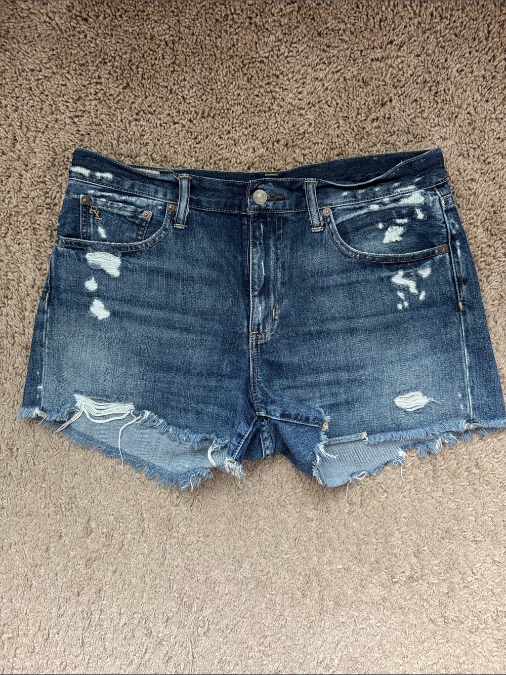 Ralph Lauren Crosby Short Dark Blue Distressed Denim Cutoff Shorts